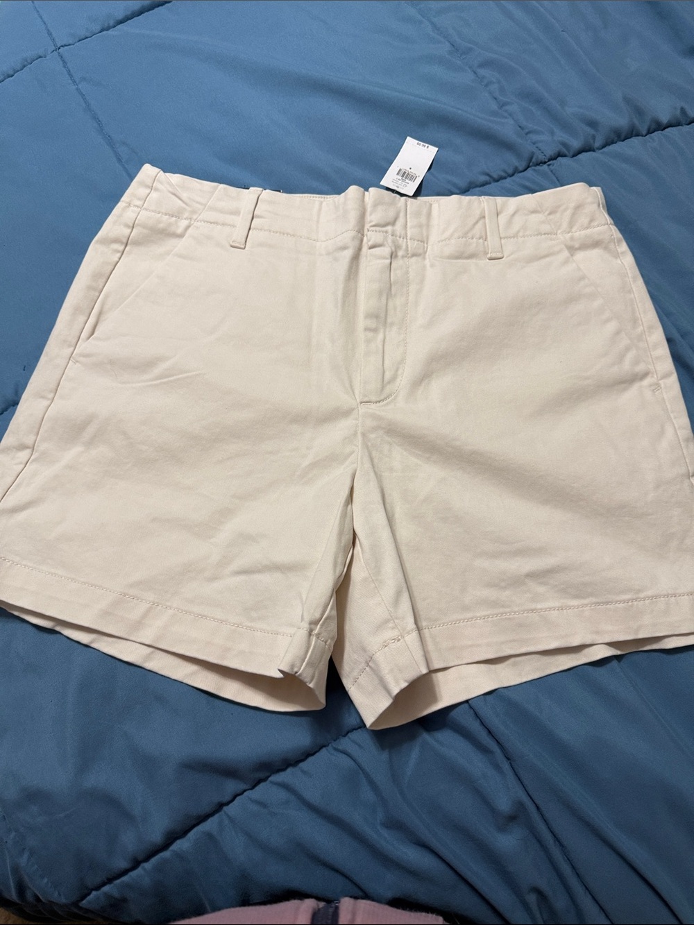 Cream High-Rise Cotton Shorts